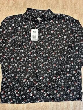 Fore Fathers McCarthy Geometric Button Down in Black & Red Size Medium NWT